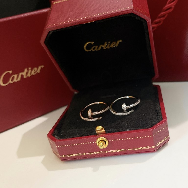 Cartier Cartier Classic Full Diamond Nail Ring High-end custom imported s925 sterling silver plating 18k gold hand-set hundreds of top imported eight hearts and eight arrows diamonds 11 customized counter counter counter