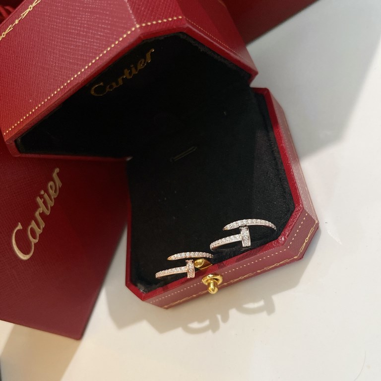 Cartier Cartier Classic Full Diamond Nail Ring High-end custom imported s925 sterling silver plating 18k gold hand-set hundreds of top imported eight hearts and eight arrows diamonds 11 customized counter counter counter