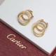 Cartier white diamond tri-color triple hoop earrings in S925 sterling silver, crafted version with logo