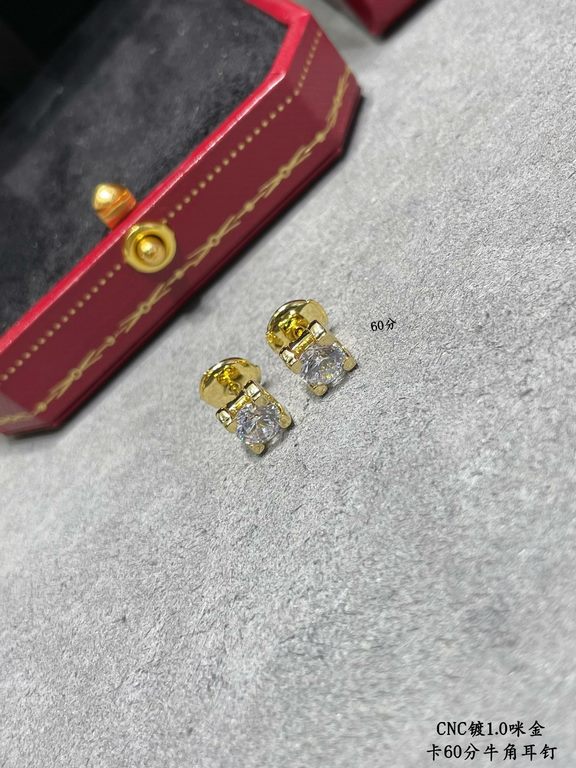 V gold plated 1.0 micron gold Cartier 60 point bullhorn stud earrings, classic bullhorns from the house of Cartier! Not much introduction! Out of stock High carbon diamonds rock you know! Every detail is very much in pla