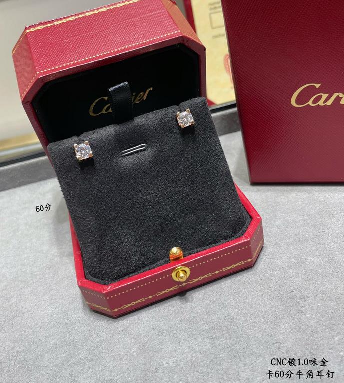 V gold plated 1.0 micron gold Cartier 60 point bullhorn stud earrings, classic bullhorns from the house of Cartier! Not much introduction! Out of stock High carbon diamonds rock you know! Every detail is very much in pla