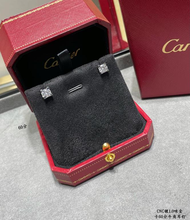 V gold plated 1.0 micron gold Cartier 60 point bullhorn stud earrings, classic bullhorns from the house of Cartier! Not much introduction! Out of stock High carbon diamonds rock you know! Every detail is very much in pla