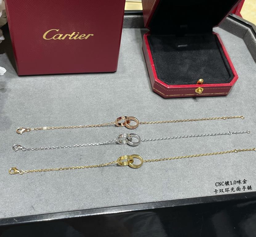 V gold plating 1.0 imitation gold CNC high version Cartier classic double ring glossy bracelet   real shot   high-end custom    look at the chain plate to see the engraving, and then look at the workmanship Original repl