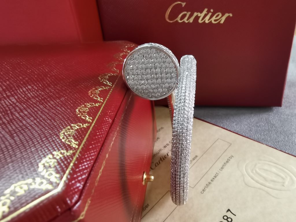 Thick version Cartier Cartier full diamond studded bracelet   luxury Juste un Clou series unique creative ~ bold and modern    personality full of large studs design Surface full of sparkling diamonds .... Exported to Eu