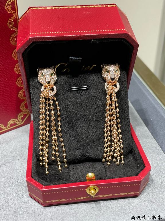 (Theme New Year's wealth) Asian gold material Cartier rice grain leopard earrings, super domineering leopard, each product teacher Fu carved carefully carving Present the most perfect product! Absolute poison level!