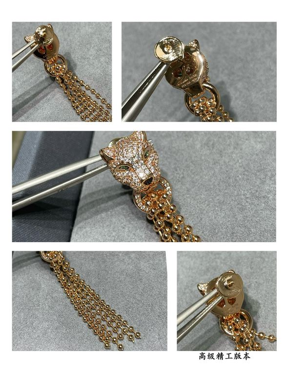 (Theme New Year's wealth) Asian gold material Cartier rice grain leopard earrings, super domineering leopard, each product teacher Fu carved carefully carving Present the most perfect product! Absolute poison level!