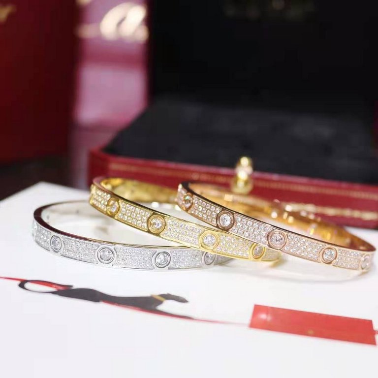 Size 16#17#18#19 Four size    Cartier Classic Model Collection Full Star Master Diamond Bracelet  Rose gold White gold Yellow gold Three color shipment  The industry's most sophisticated and complete Au 750 18K gold craf