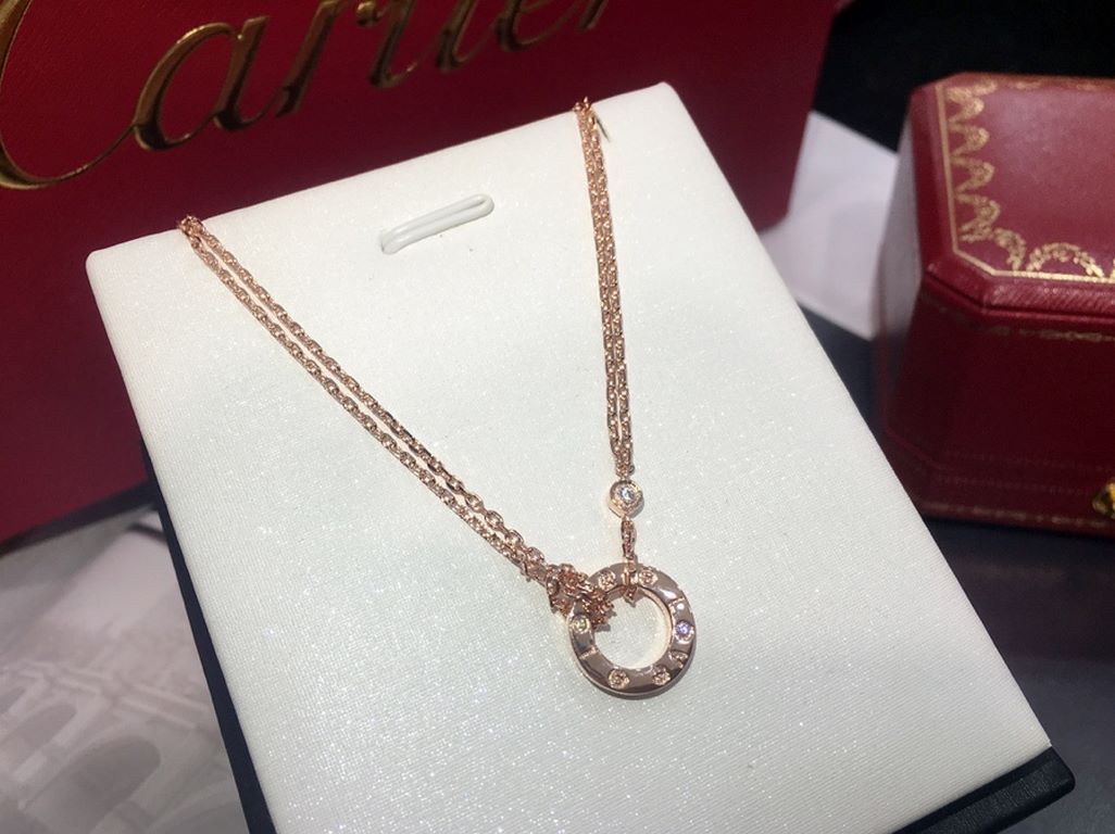 Cartier Cartier classic LOVE choker double necklace [lightning] original one to one customized, comparable to the real thing [embrace] high-end sub gold plating 18k gold craft  125