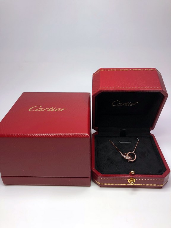 Top version Cartier Cartier necklace Love double ring pave diamond necklace double-sided with diamonds on one side of the screw word printing selected 18k gold-plated process counter version one to one must do with the t