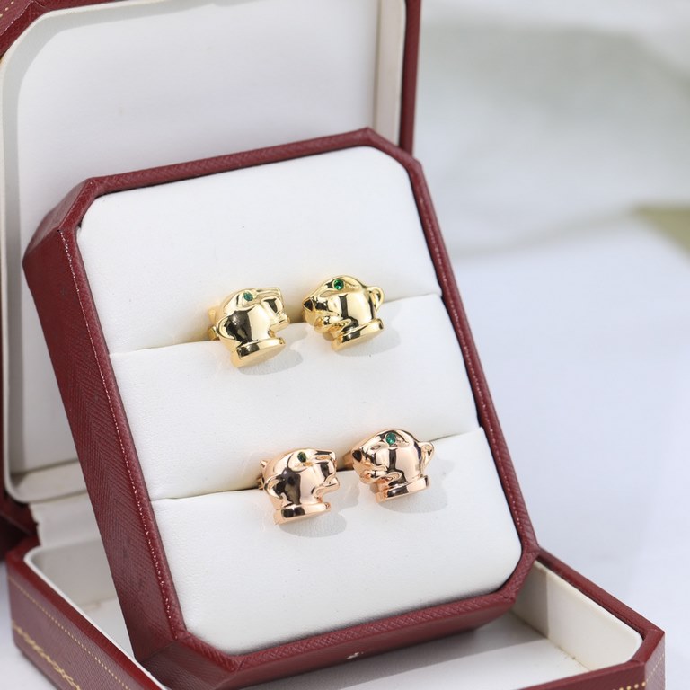 Luxury Cartier leopard earrings Cartier earrings without diamonds version Hot models The highest version on the market! Counter 11 style open mold 925 sterling silver pin Counter original version of the same sub gold mat