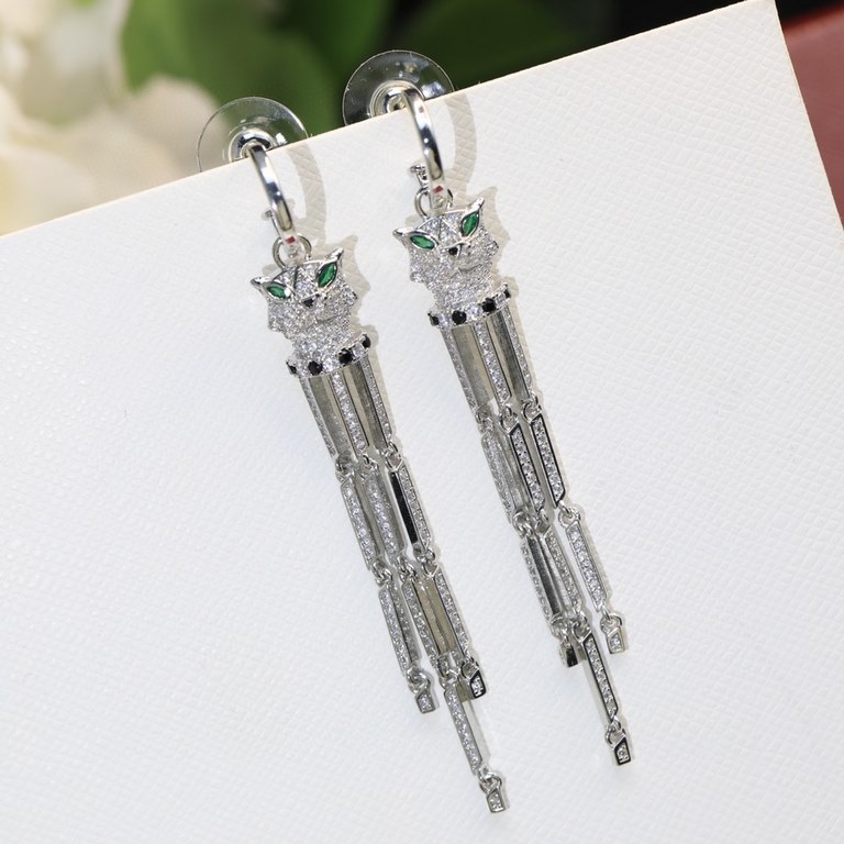 sold crazy star hot push models    Cartier Cartier jewelry sexy stereo SOLEIL fashion full diamond tassel panther earrings earrings shipping   stars with the same paragraph, beautiful and beautiful extreme   star co-bran