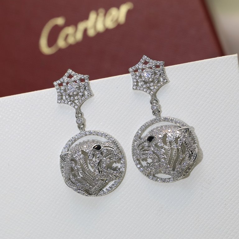 sold crazy star hot push models    Cartier Cartier Series Jewelry sexy three-dimensional SOLEIL fashion full of diamonds spotted leopard circle earrings earrings shipment   stars with the same paragraph, beautiful and be