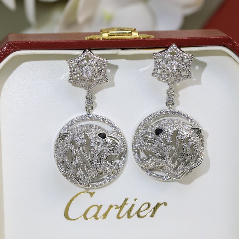 sold crazy star hot push models    Cartier Cartier Series Jewelry sexy three-dimensional SOLEIL fashion full of diamonds spotted leopard circle earrings earrings shipment   stars with the same paragraph, beautiful and be