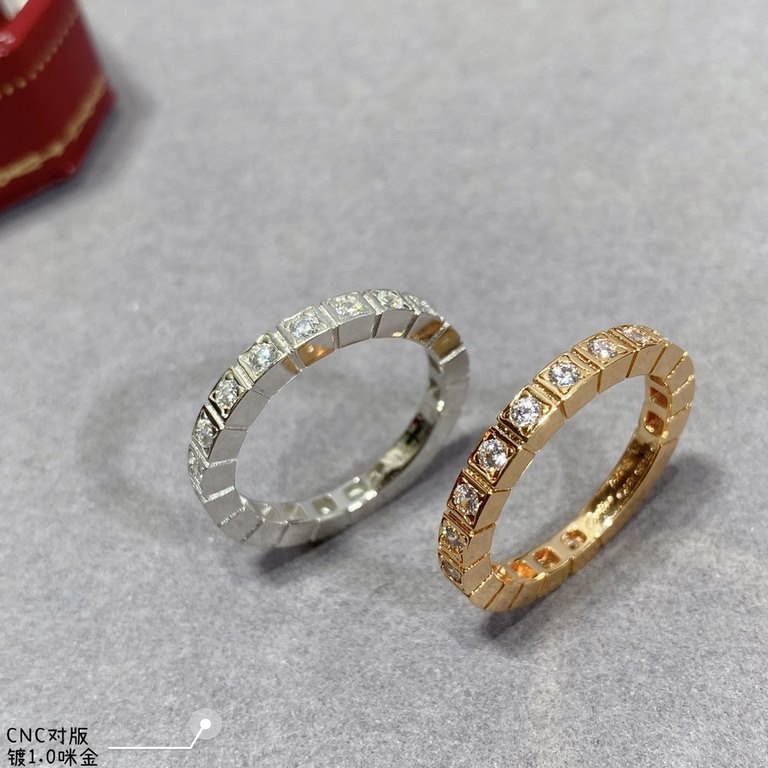 V gold plated with mickey gold.  Yardage 5678 Only Premium Finished Cartier Spaced Row Diamond Ring   Each stone on the ring is hand set Refractive refractive index visible to the naked eye   V-gold with 1.0 micronized g