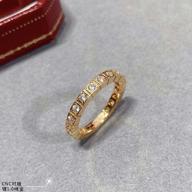 V gold plated with mickey gold.  Yardage 5678 Only Premium Finished Cartier Spaced Row Diamond Ring   Each stone on the ring is hand set Refractive refractive index visible to the naked eye   V-gold with 1.0 micronized g