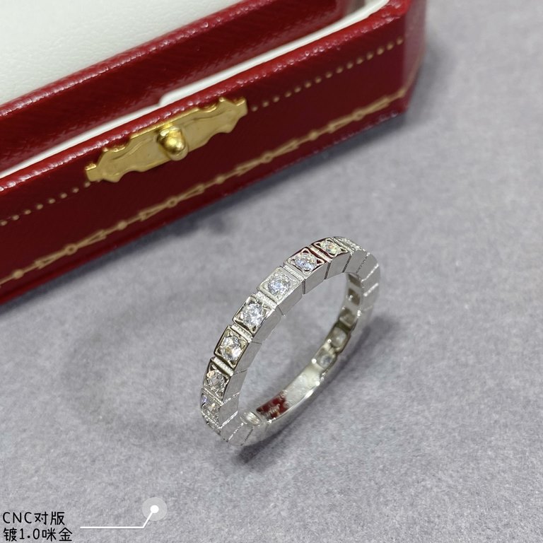 V gold plated with mickey gold.  Yardage 5678 Only Premium Finished Cartier Spaced Row Diamond Ring   Each stone on the ring is hand set Refractive refractive index visible to the naked eye   V-gold with 1.0 micronized g