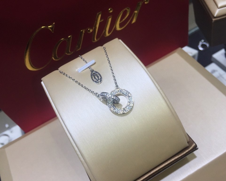 Cartier double ring clasp full of diamonds necklace] full of diamonds high craft .... Micro-setting full of diamonds     flash non-stop, earn non-stop Ya .... Exported to Europe foreign orders .... The use of German impo