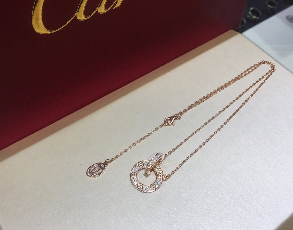 Cartier double ring clasp full of diamonds necklace] full of diamonds high craft .... Micro-setting full of diamonds     flash non-stop, earn non-stop Ya .... Exported to Europe foreign orders .... The use of German impo