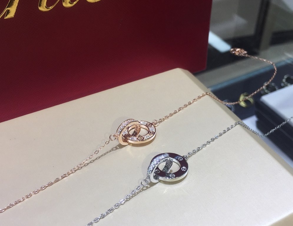 Cartier double ring clasp full of diamonds necklace] full of diamonds high craft .... Micro-setting full of diamonds     flash non-stop, earn non-stop Ya .... Exported to Europe foreign orders .... The use of German impo