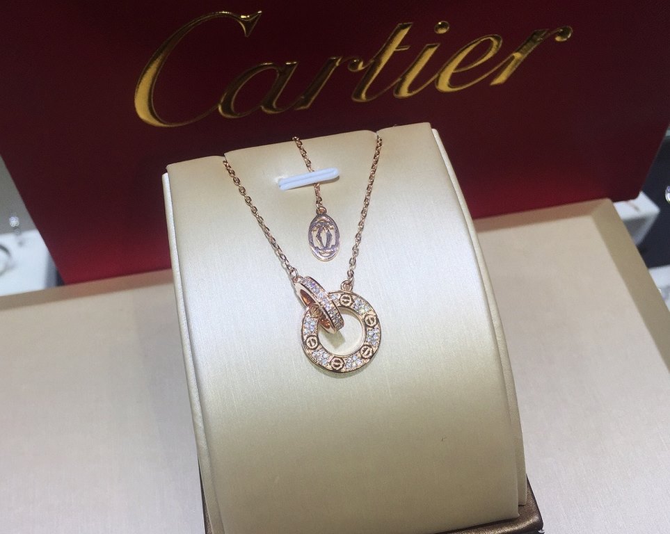 Cartier double ring clasp full of diamonds necklace] full of diamonds high craft .... Micro-setting full of diamonds     flash non-stop, earn non-stop Ya .... Exported to Europe foreign orders .... The use of German impo