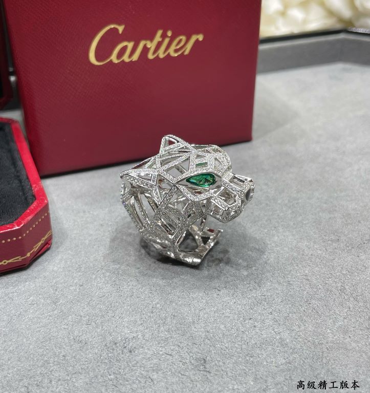 V gold plated mimic gold code 678. cartier skeletonized leopard ring   super dominant leopard ring! Men's and women's universal, electroplated 18K mimi gold plus each product teacher master carved carefully to present th