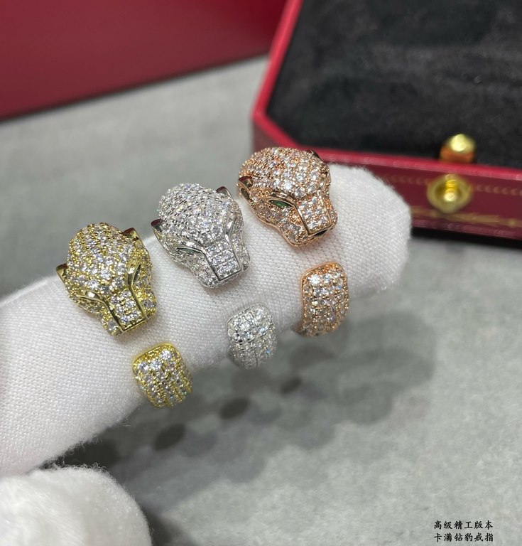 (Theme New Year rich) Cartier full diamond leopard ring   men and women, sterling silver leopard   couples models using 18K gold goods version out of the wax made into a finished product, so in addition to the difference