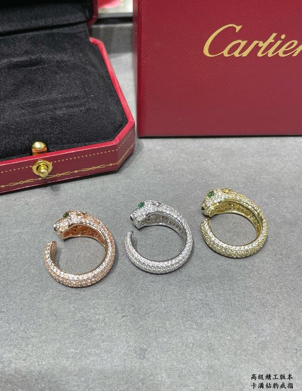 (Theme New Year rich) Cartier full diamond leopard ring   men and women, sterling silver leopard   couples models using 18K gold goods version out of the wax made into a finished product, so in addition to the difference