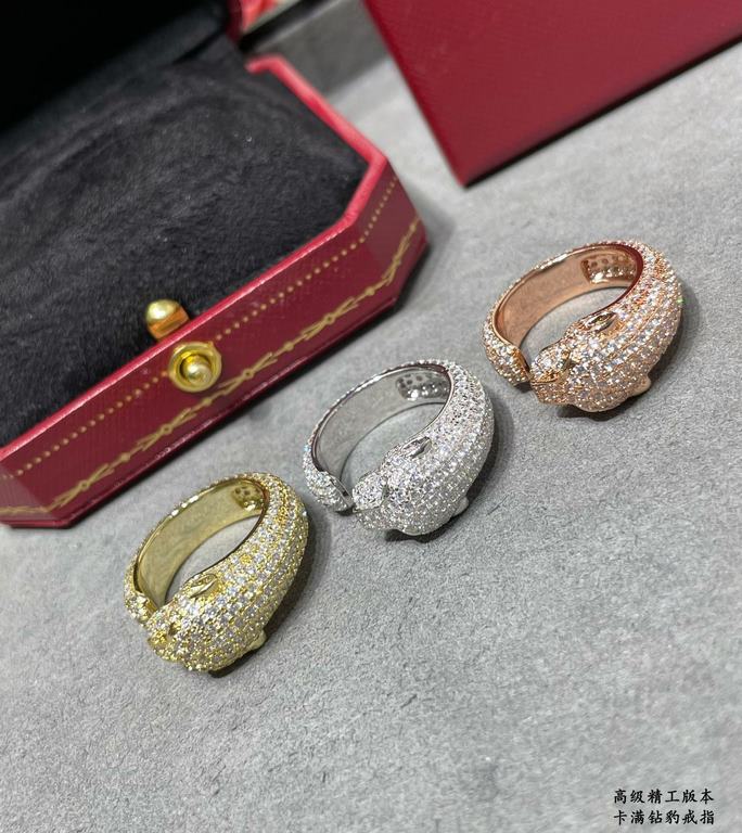 (Theme New Year rich) Cartier full diamond leopard ring   men and women, sterling silver leopard   couples models using 18K gold goods version out of the wax made into a finished product, so in addition to the difference