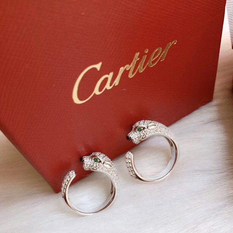 Cartier Cartier Leopard Collection Full of diamonds Leopard open-end ring  Original logo clear lettering    Selected Germany imported s925 sterling silver material plating thick gold  Super fine craftsmanship The highest