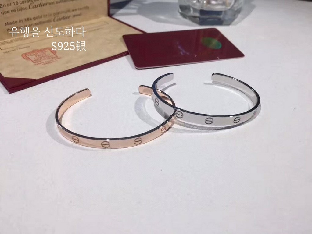 Cartier   open bracelet       classic model of LOVE S9 2  5  silver crafted either white gold rose gold are super awesome   super versatile