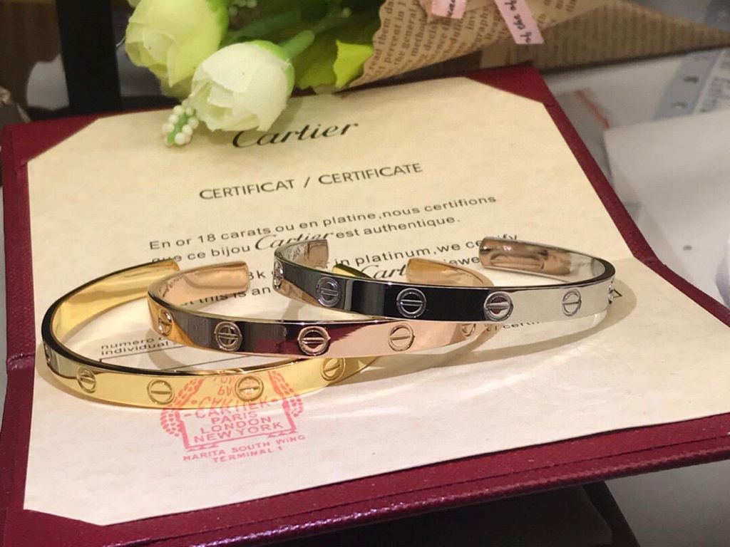 Cartier   open bracelet       classic model of LOVE S9 2  5  silver crafted either white gold rose gold are super awesome   super versatile