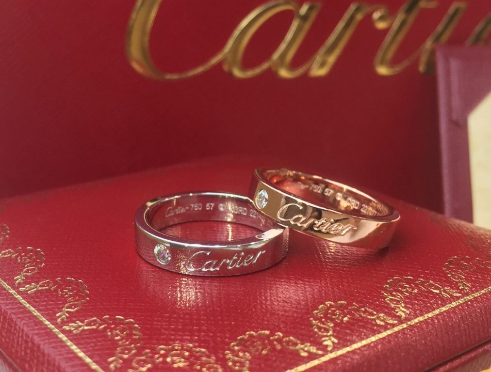 Cartier Cartier Alphabet Logo Solitaire Ring   Classic Counter Logo Model The highest level in the market Original open mold Exclusive real shot [Love] Material Sub-gold plated 18k gold #6789 yards #Rose goldwhite gold