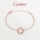 Cartier bracelet in pink diamonds with three colors and three rings in S925 sterling silver, crafted version with logo  .