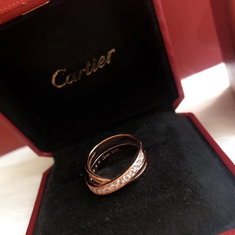 Cartier Cartier Etincelle de series single row diamond cross ring Finally published High-end customized s925 sterling silver material thick gold code 678 080130