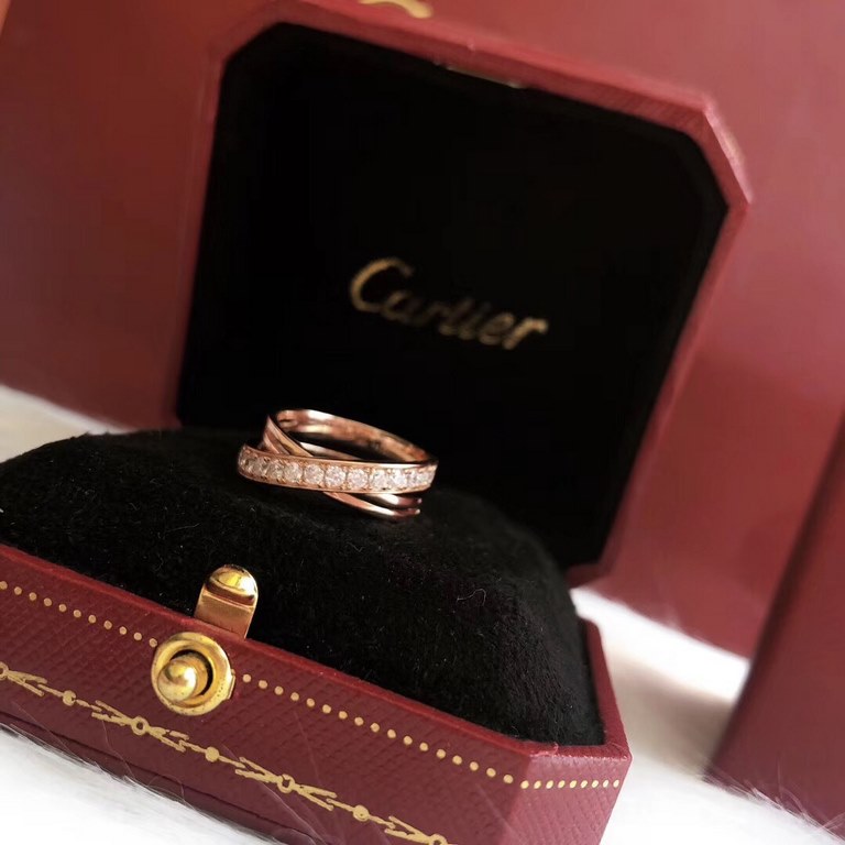 Cartier Cartier Etincelle de series single row diamond cross ring Finally published High-end customized s925 sterling silver material thick gold code 678 080130