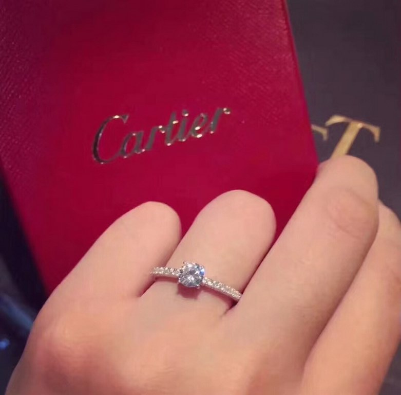 No. JZ-249      I love you gift can be a lot of many, I marry you only a diamond ring   Witnessed a lifetime of beautiful moments     【High-end customization】 Classic Cartier Cartier four claws row diamond ring   Such an