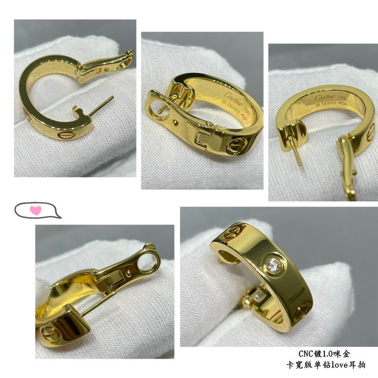 V gold Cartier Cartier CNC wide version of the single diamond LOVE ear shoot, the classic 【Grade】   Classic Cartier love series The most classic models need not be introduced Germany imported high-end Three colors can be