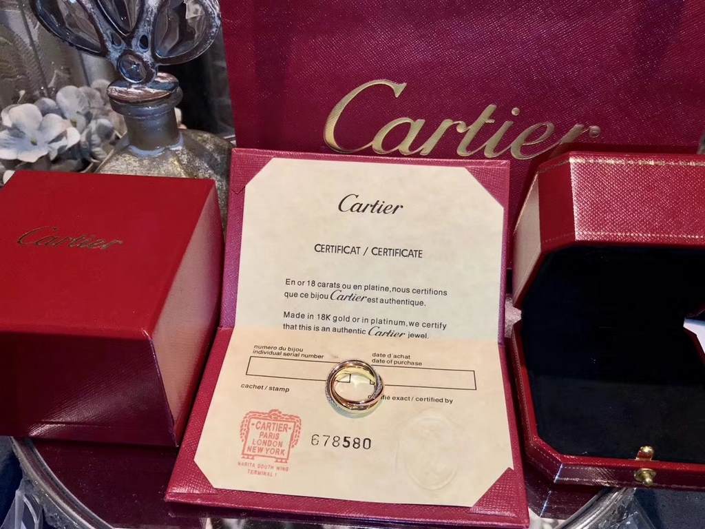 [OEM level] super beautiful   Cartier Cartier explosive three in one three ring color plating ring   high-end k gold technology micro-setting technology 18K technology Exclusive export orders V gold material Made in Pari