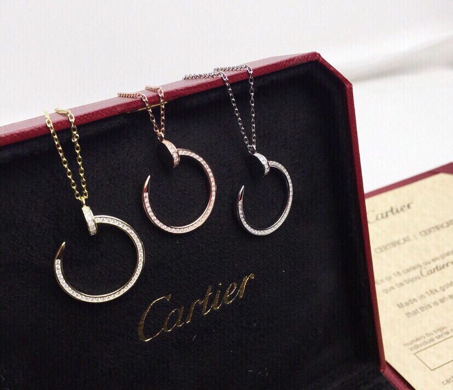 Cartier Cartier Explosive Nail Necklace  S925 silver Counter high quality quality can not be said simply beautiful   white gold rose gold two colors to choose from   fashionable classic never out of date