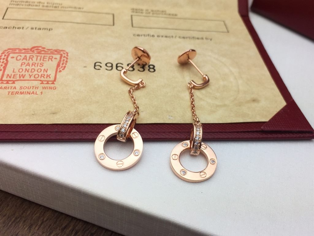 Cartier Cartier Classic Double Ring Tassel Stud Earrings   Classic Atmosphere Haute Couture Look at the details to see the craftsmanship High-end customized Sub-gold plating 18k gold micro-set with imported zirconia diam