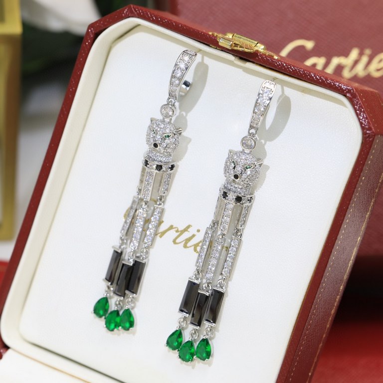 sold crazy star hot push models     Cartier Cartier Series Jewelry sexy three-dimensional SOLEIL fashion color diamond diamond tassel leopard earrings earrings shipment    star with the same paragraph, beautiful and beau