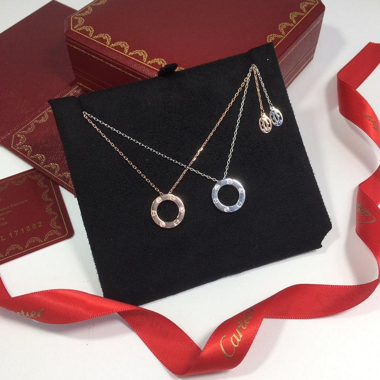 explosive Cartier Cartier Circle 3 diamonds necklace   screws big cake full nail glossy a nail a diamond   S925 sterling silver plating white gold rose gold, two colors Cartier LOVE series ~ very versatile hundred look n