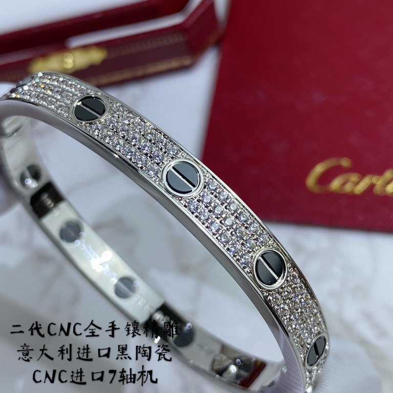 CNC imported 7-axis machine, full hand inlaid fine engraving, black nails part of the black ceramic imported from Italy   V gold material, the second generation of the CNC version ● original goods ● Cartier classic model