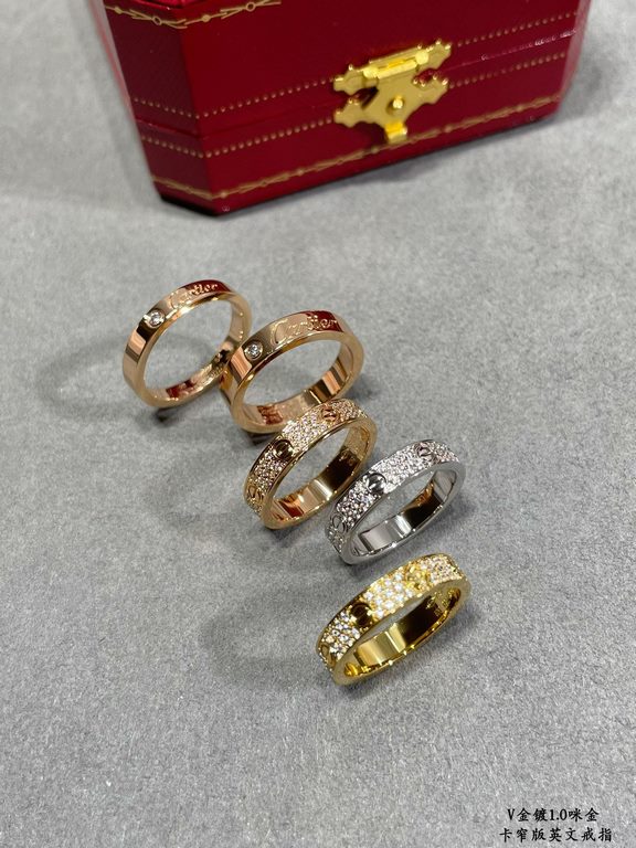 V gold material Narrow version. Size 5678 in rose gold. Cartier CNC Narrow English Ring   One of the most popular rings     Timeless classic Very hot in recent years High-end High-carbon diamonds in micro-setting materia