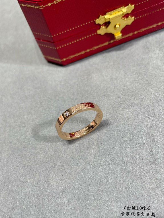 V gold material Narrow version. Size 5678 in rose gold. Cartier CNC Narrow English Ring   One of the most popular rings     Timeless classic Very hot in recent years High-end High-carbon diamonds in micro-setting materia