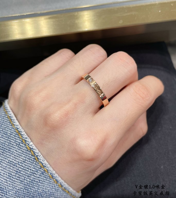 V gold material Narrow version. Size 5678 in rose gold. Cartier CNC Narrow English Ring   One of the most popular rings     Timeless classic Very hot in recent years High-end High-carbon diamonds in micro-setting materia