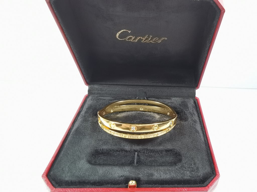 Cartier 2 in 1 double ring bracelet   mother bracelet   screws double ring crossover bracelet   classic generous models, gift to wear themselves Elegant and beautiful to the extreme    sub-golden material electroplated w