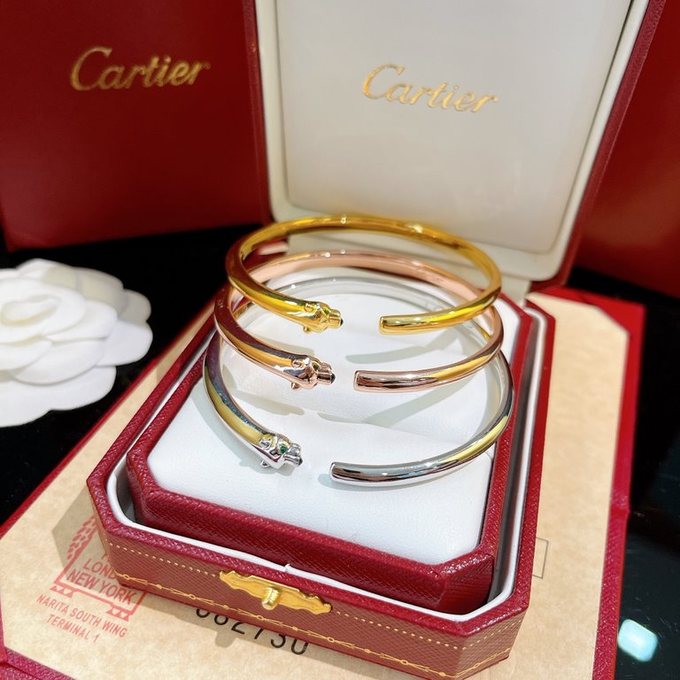 Sterling Silver OEM version Cartier Cartier New Classic Timeless Leopard Polished Leopard Narrow Edition Leopard Bracelet Selected Germany imported S925 material plating imitation gold 20g weight Super fine work The high