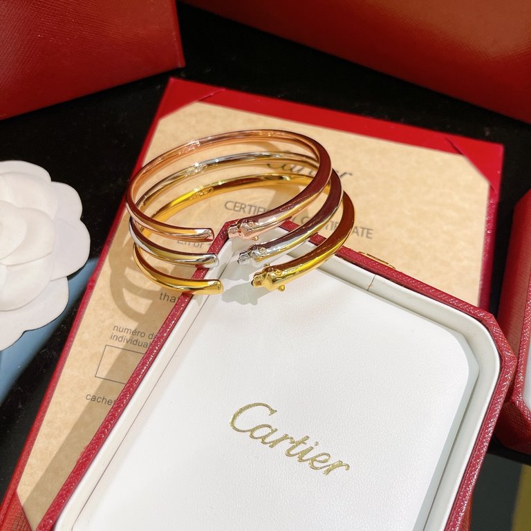 Sterling Silver OEM version Cartier Cartier New Classic Timeless Leopard Polished Leopard Narrow Edition Leopard Bracelet Selected Germany imported S925 material plating imitation gold 20g weight Super fine work The high