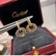 V gold material Cartier small three ring with diamond earrings, another classic, ring set Perfect interpretation of symmetrical aesthetics Elegant and generous. Wear comfort is high It is not easy to hook to the items! R